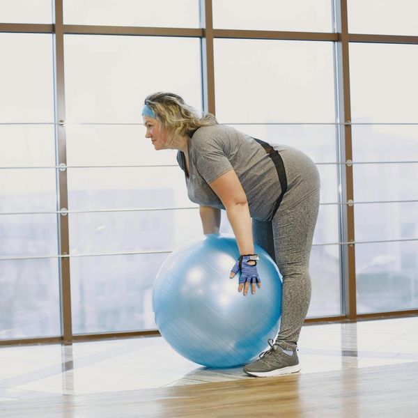 Person feeling calm and centered after a workout session.